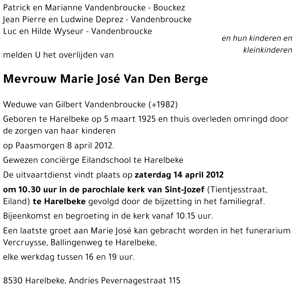 Marie José Van Den Berge