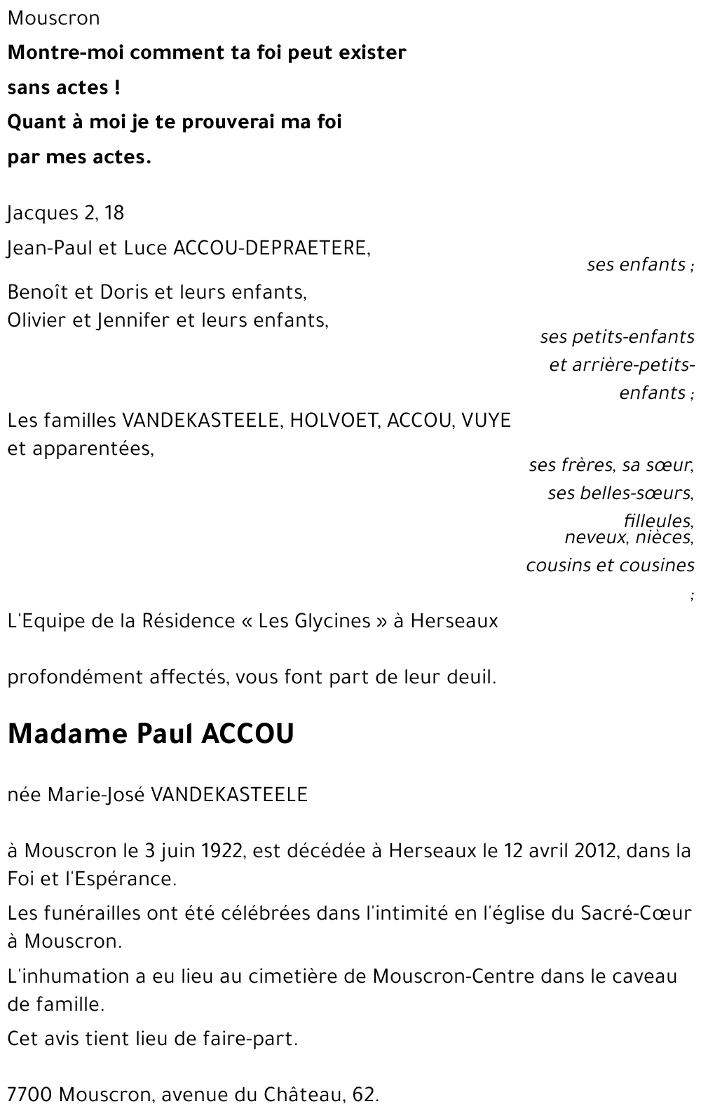 Marie-José VANDEKASTEELE