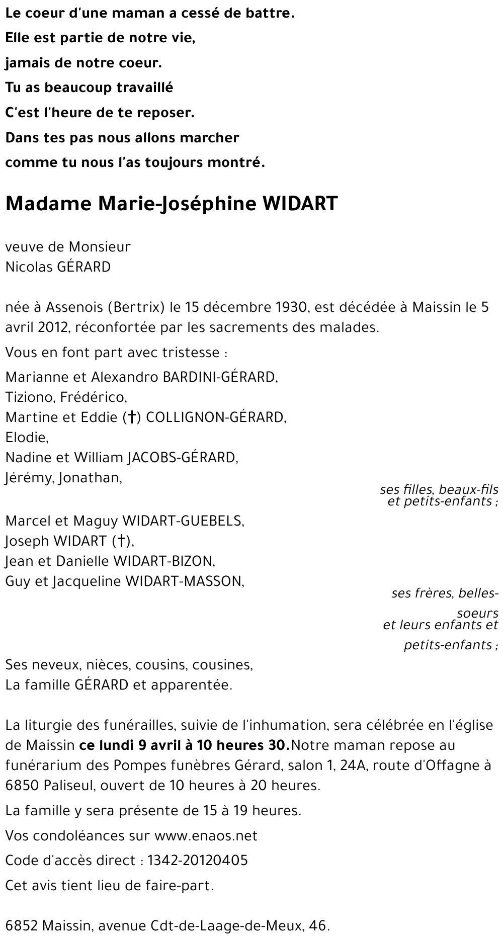 Marie-Joséphine WIDART