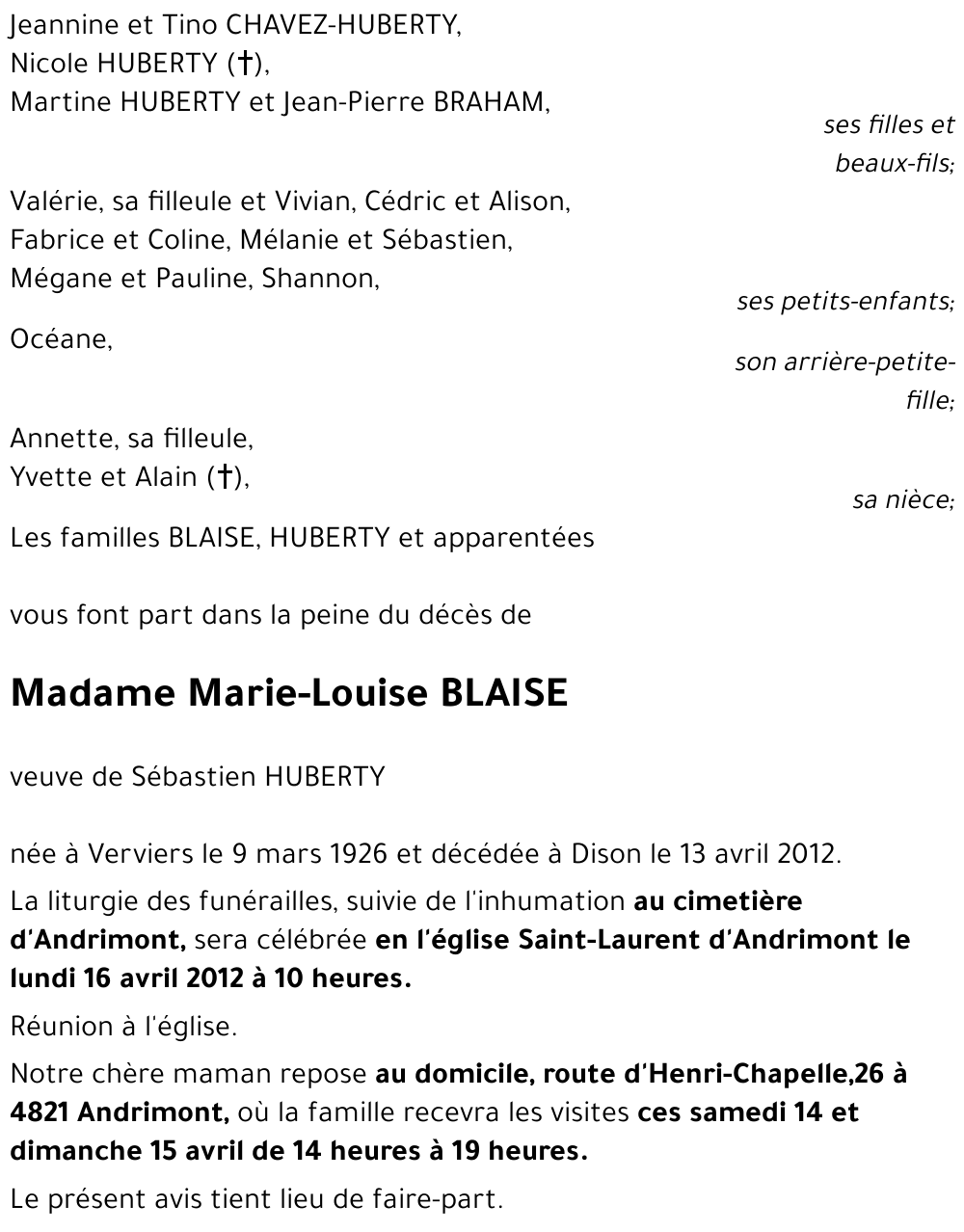 Marie-Louise BLAISE