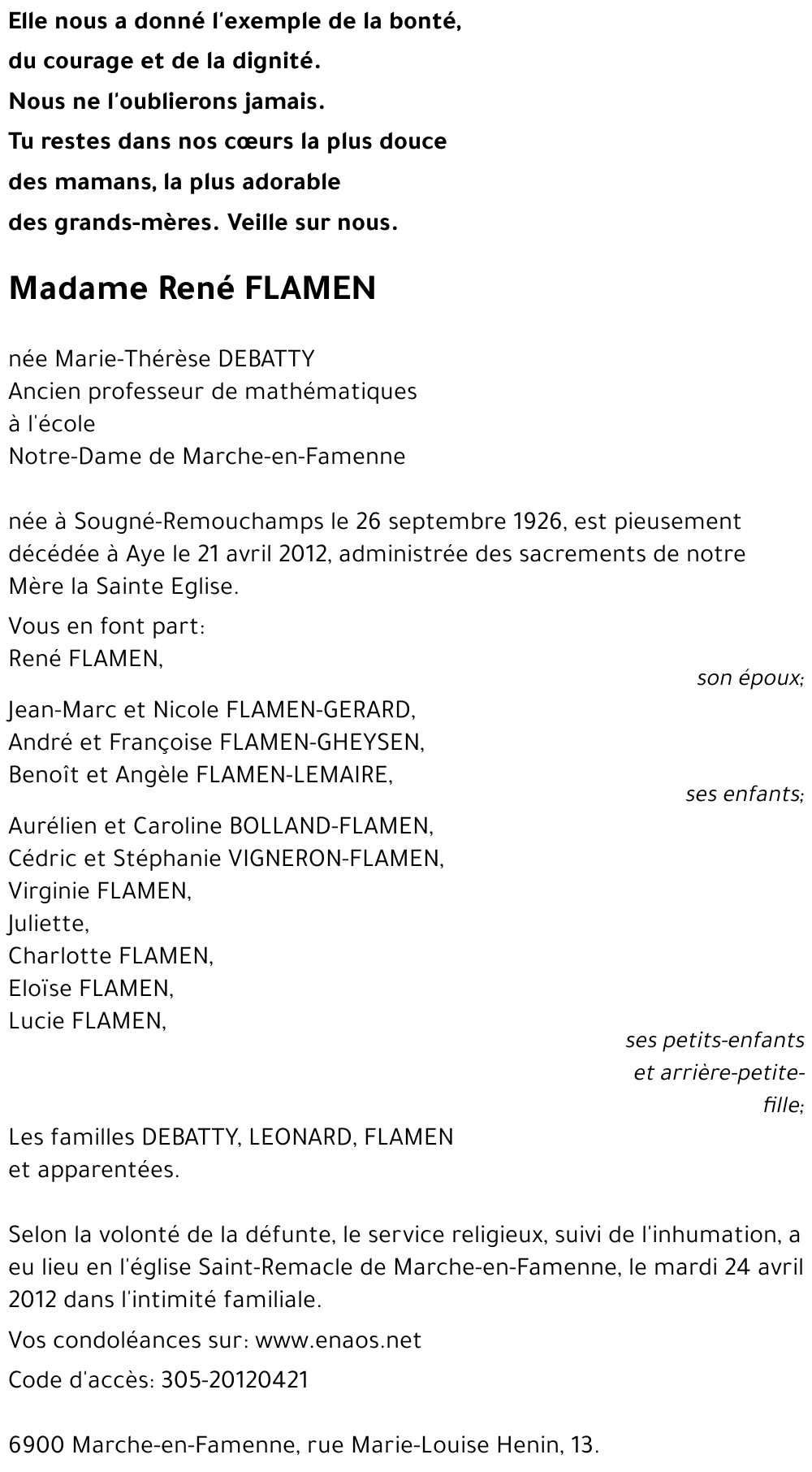 Marie-thérèse DEBATTY