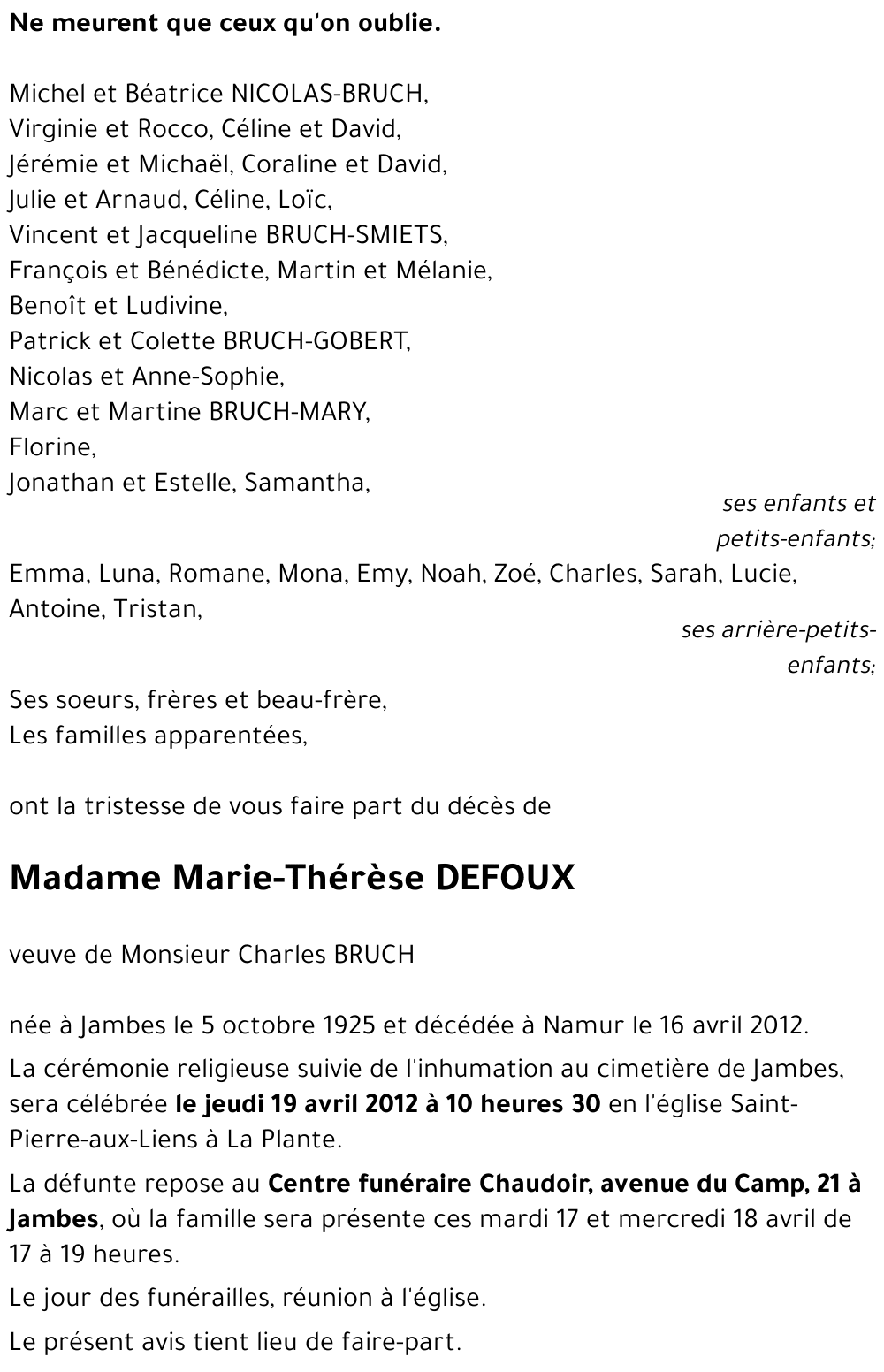 Marie-Thérèse DEFOUX