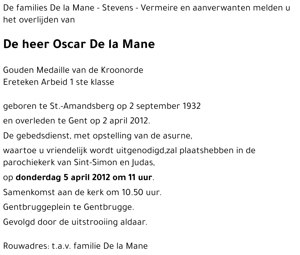 Oscar De la Mane