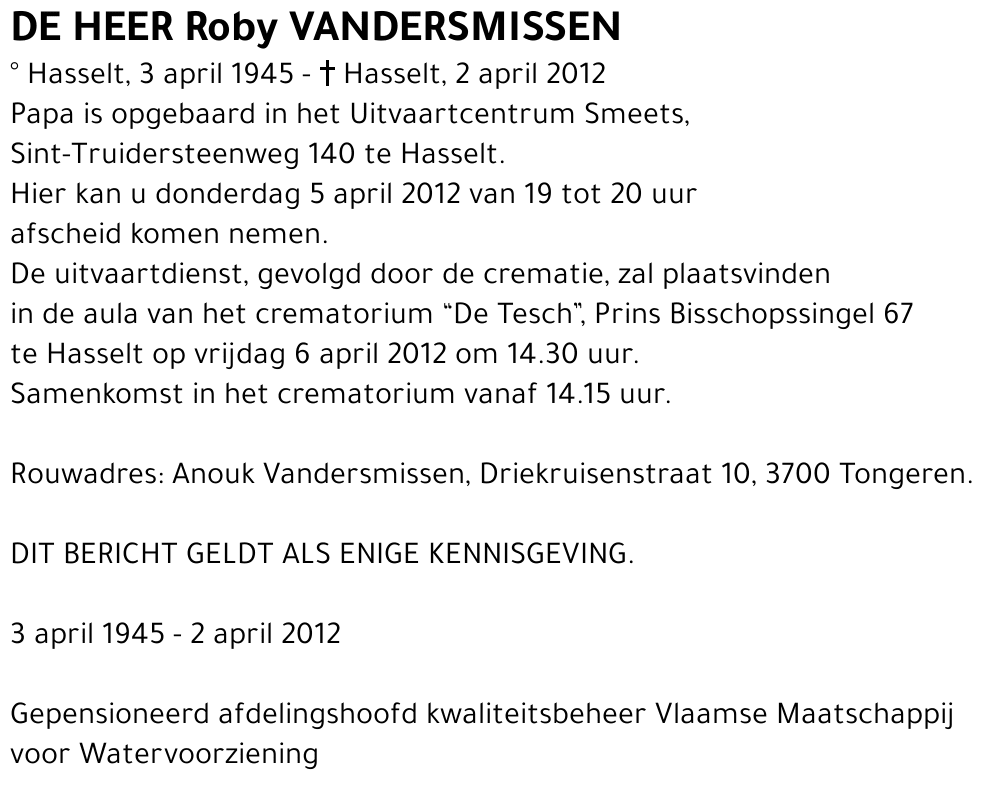 Roby Vandersmissen