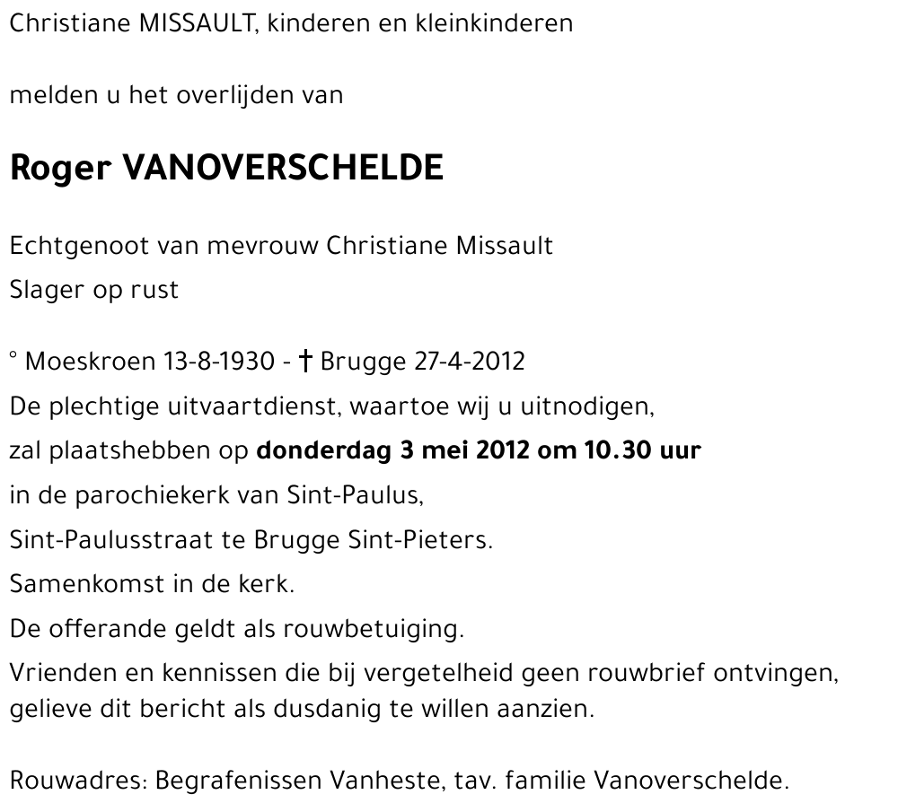 Roger VANOVERSCHELDE
