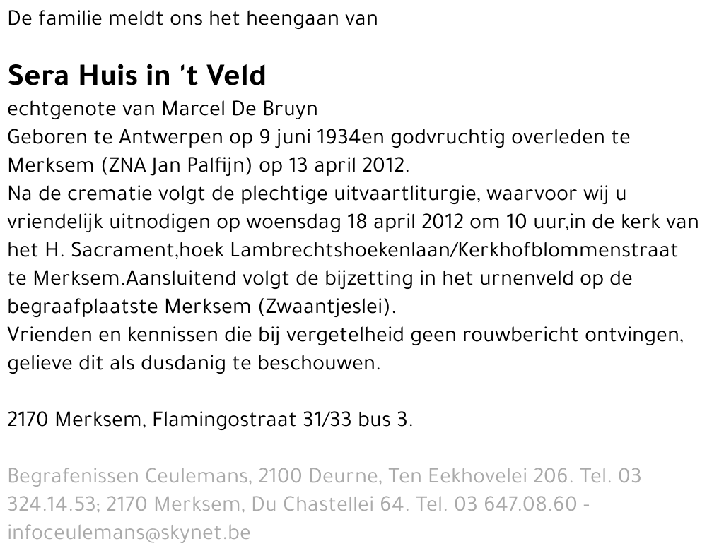 Sera Huis in 't Veld