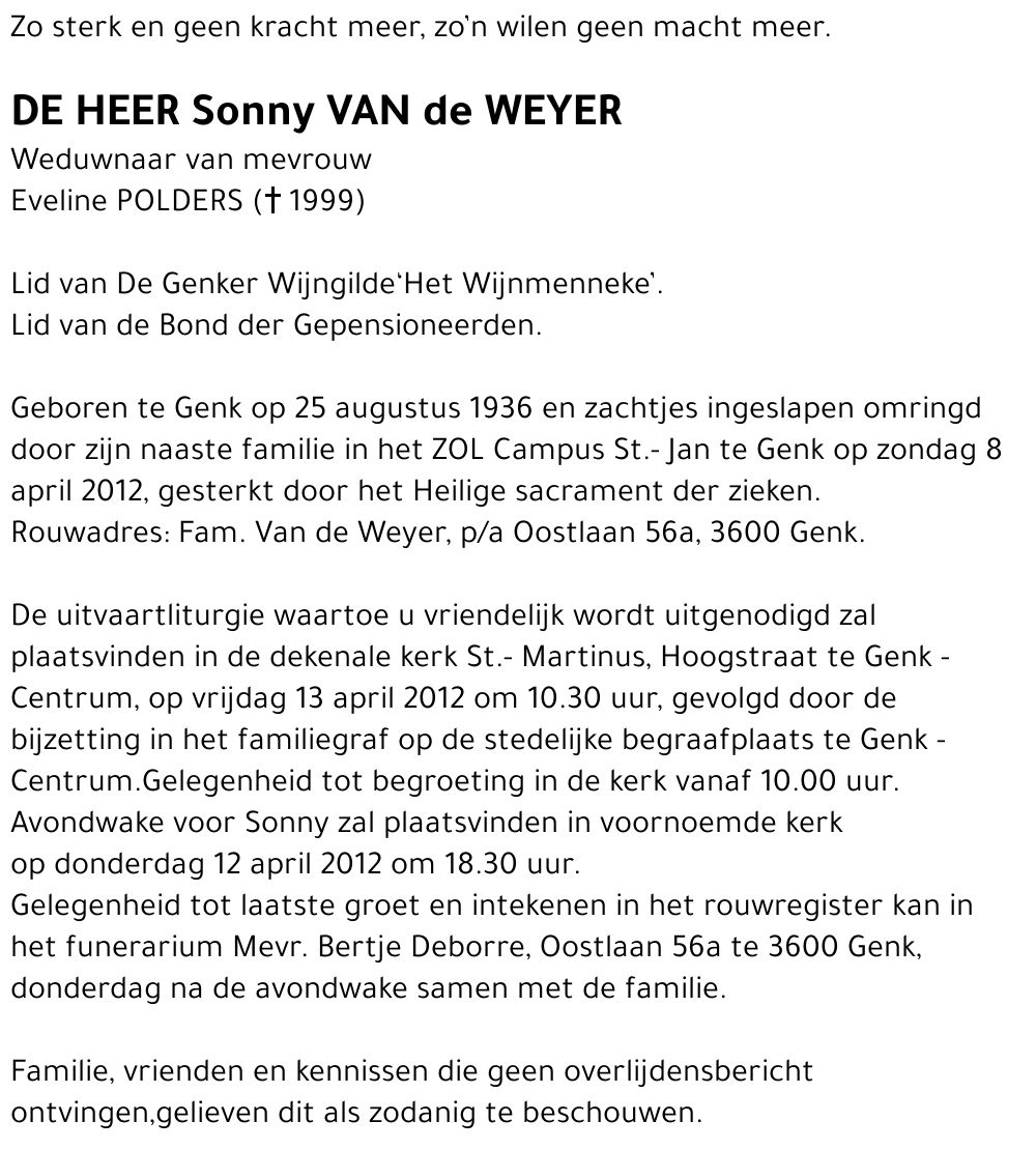 Sonny VAN de WEYER