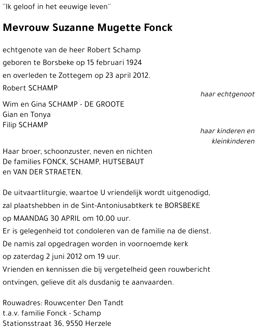 Suzanne Mugette Fonck