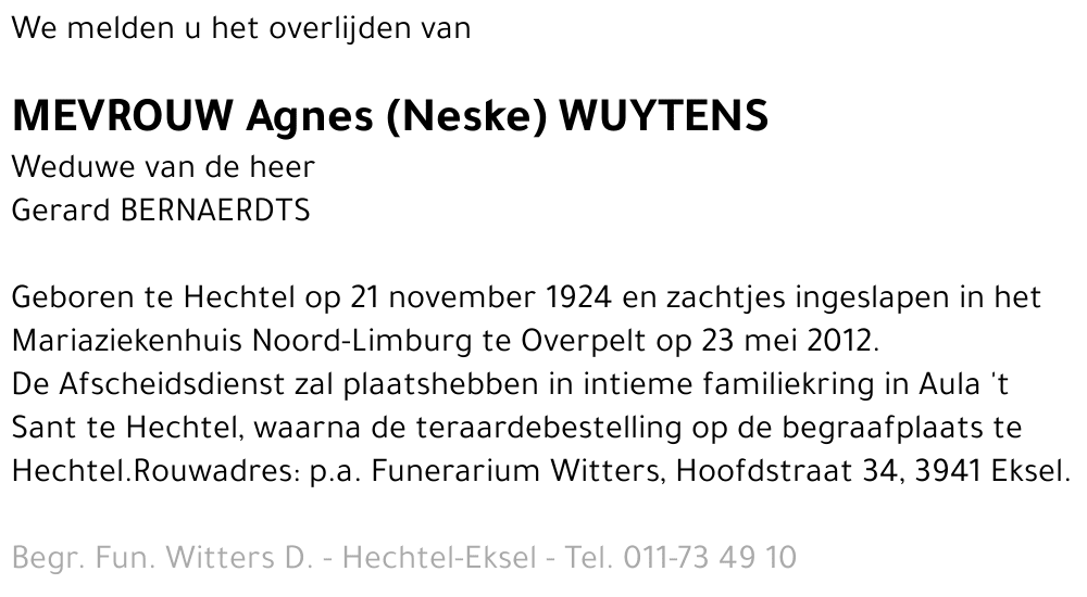 Agnes (Neske) WUYTENS