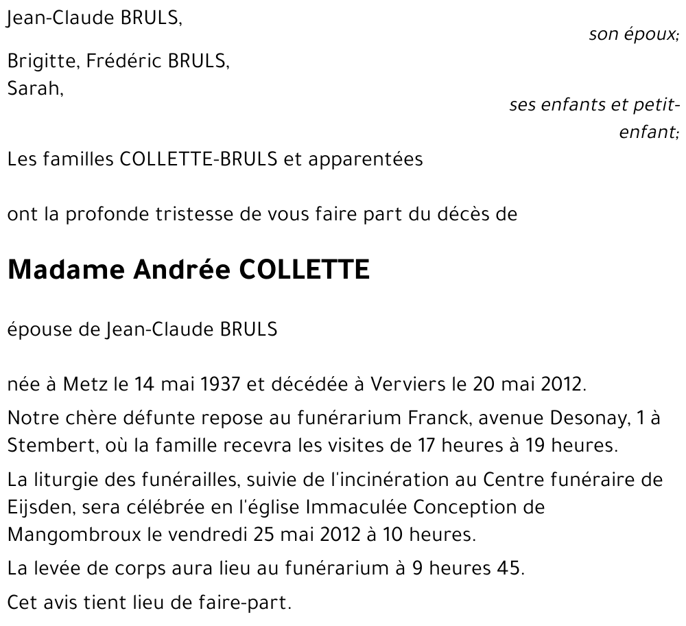 Andrée COLLETTE