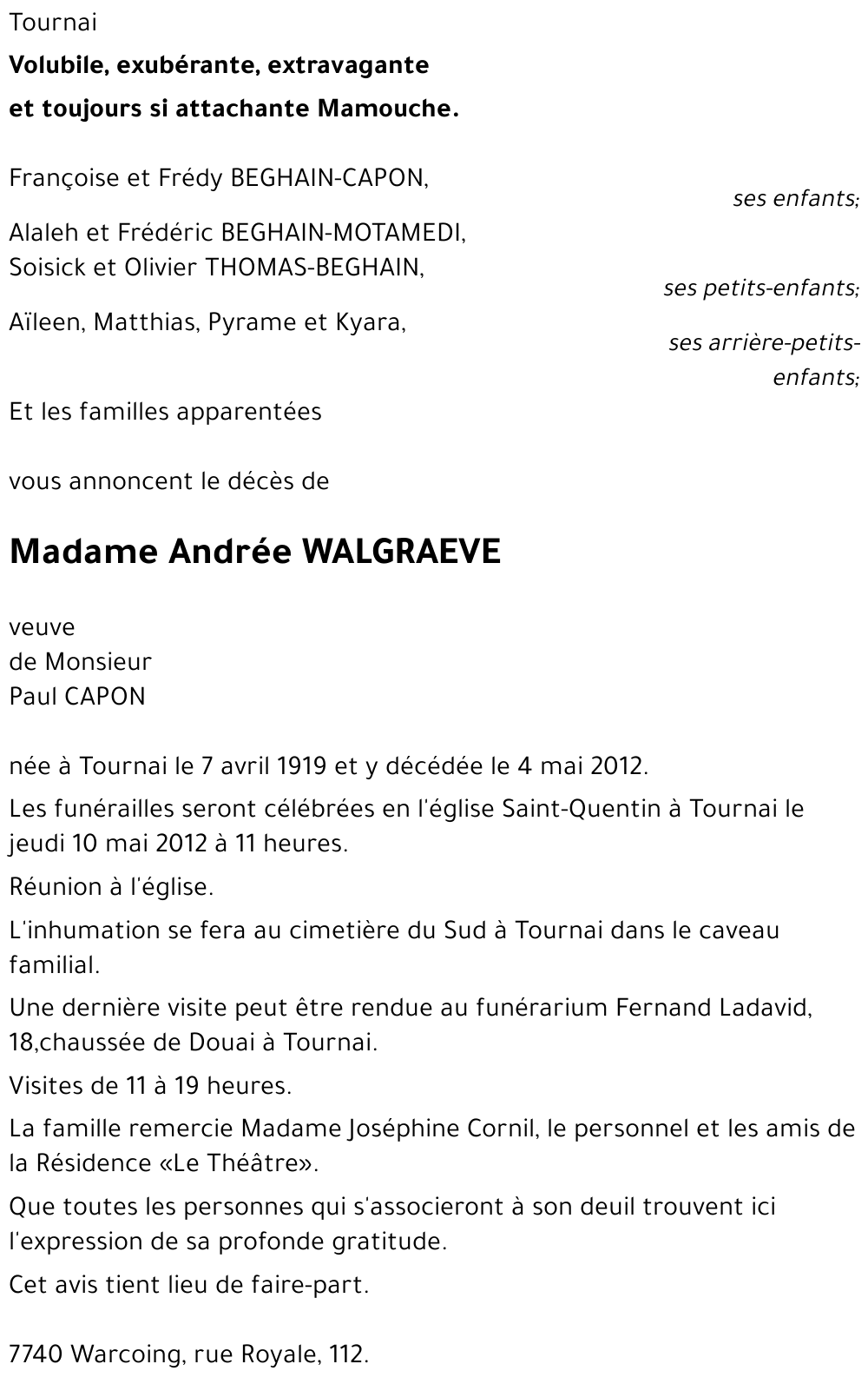Andrée WALGRAEVE