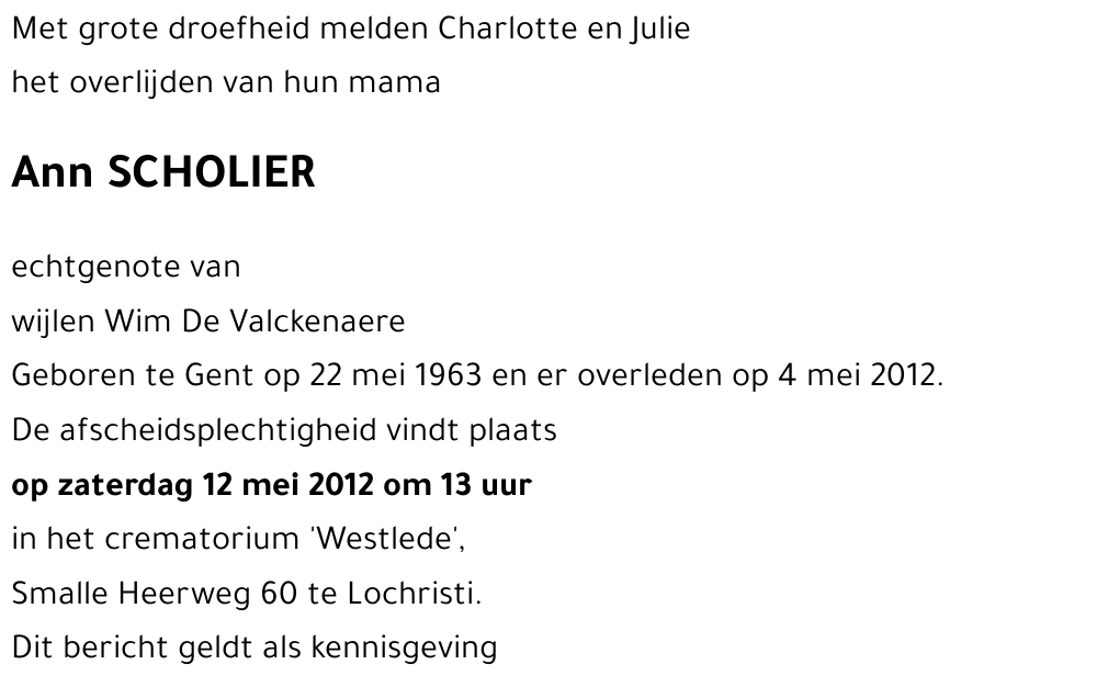 Ann SCHOLIER