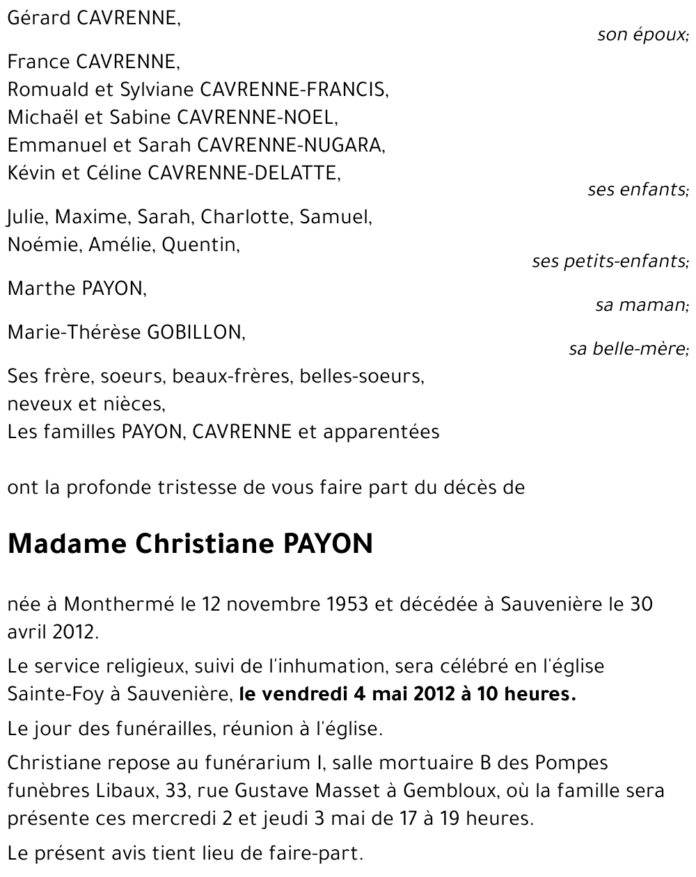 Christiane PAYON
