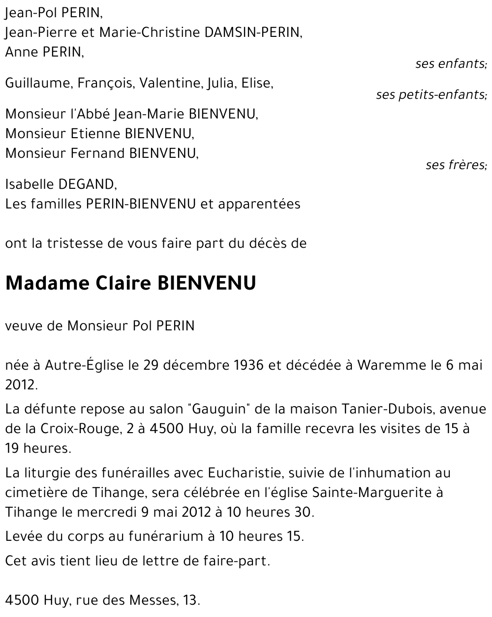 Claire BIENVENU