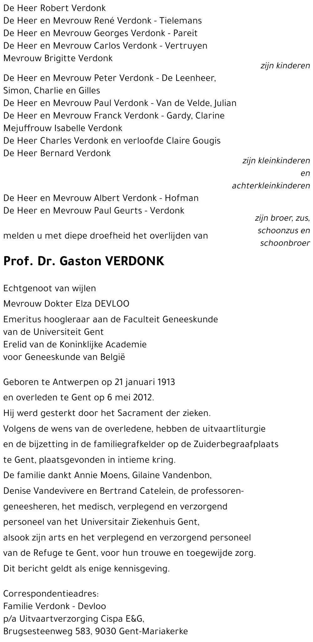 Gaston VERDONK
