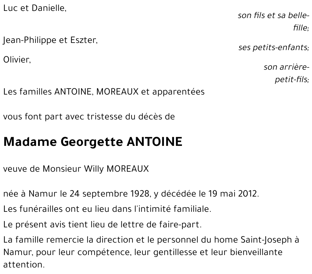 Georgette ANTOINE