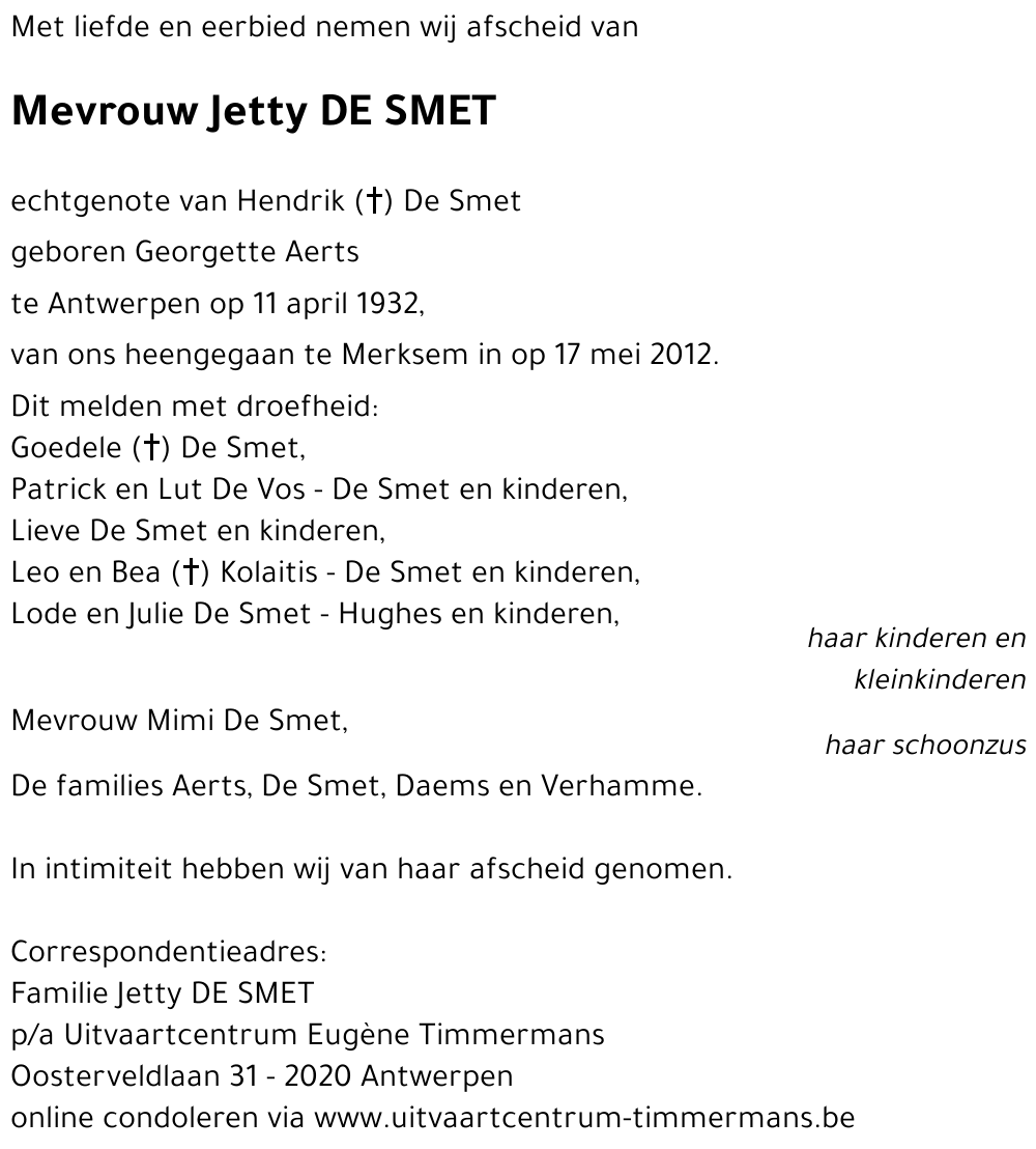 Georgette 'Jetty' AERTS