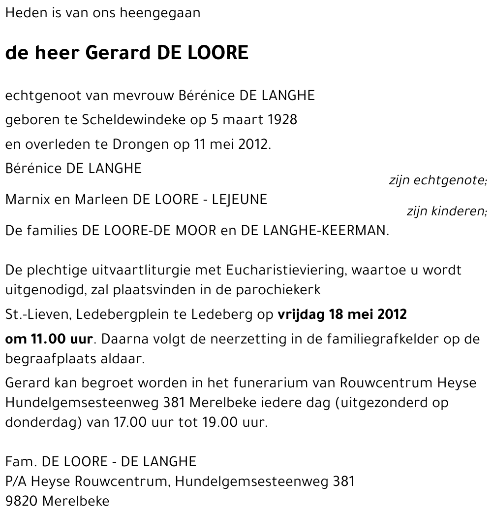 Gerard DE LOORE
