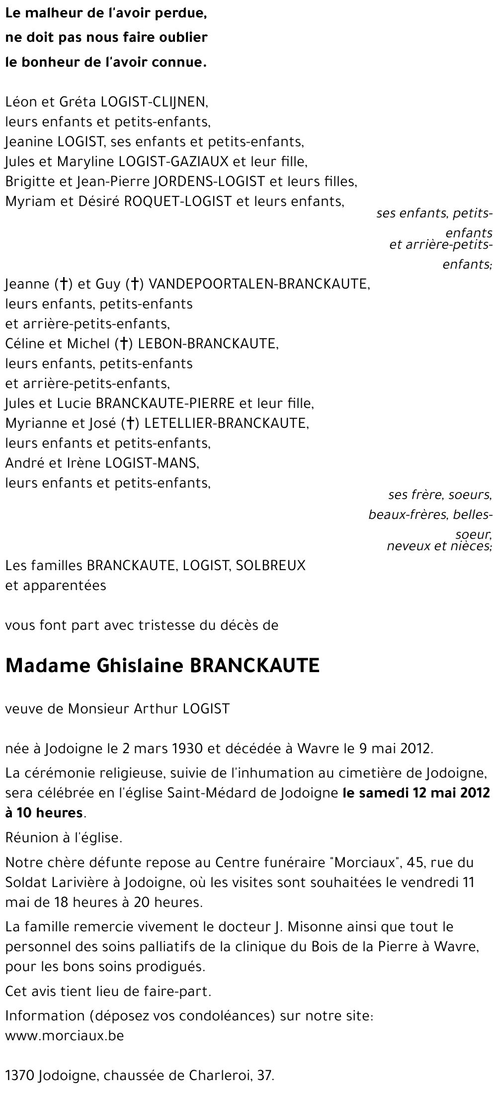 Ghislaine BRANCKAUTE