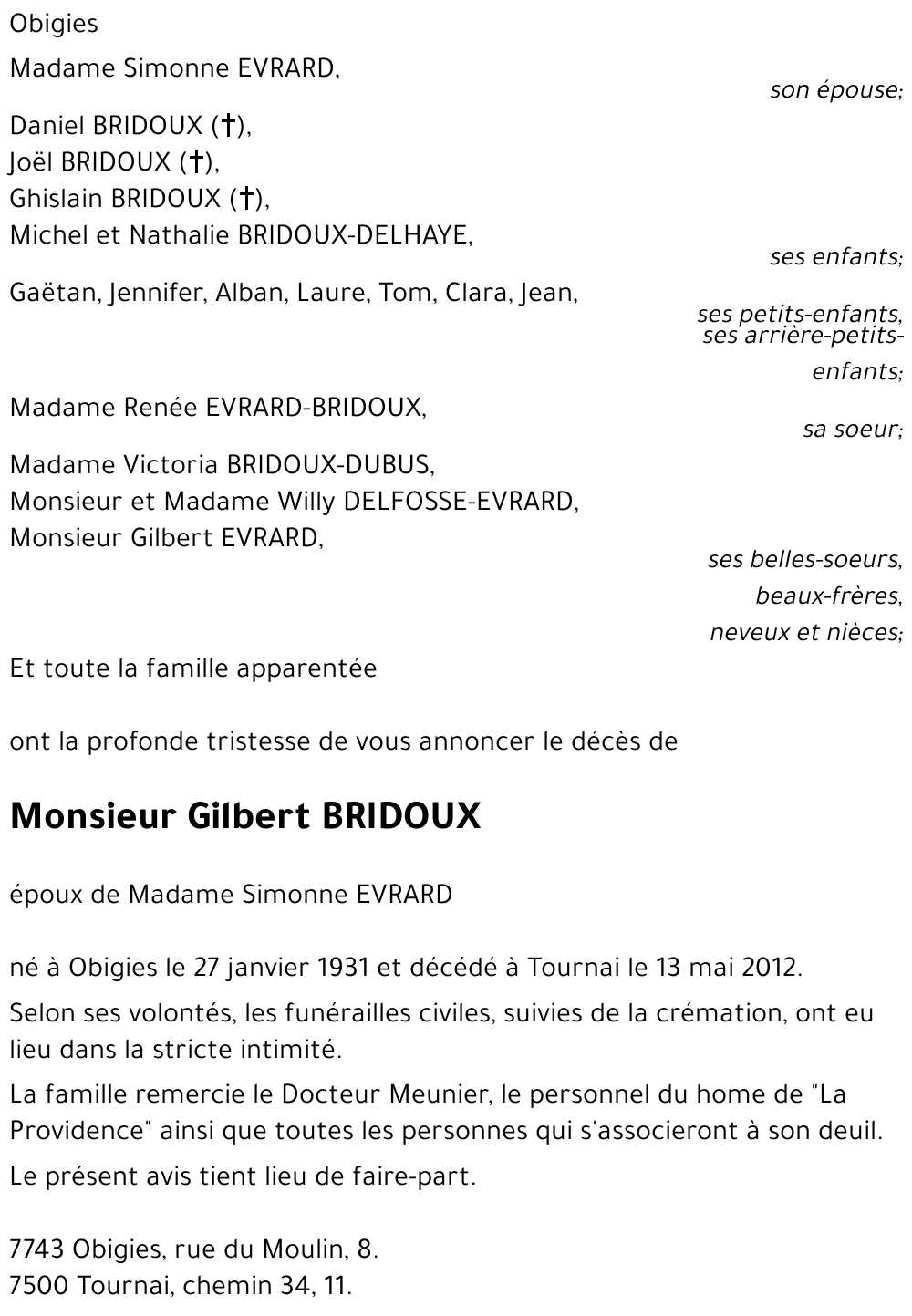 Gilbert BRIDOUX