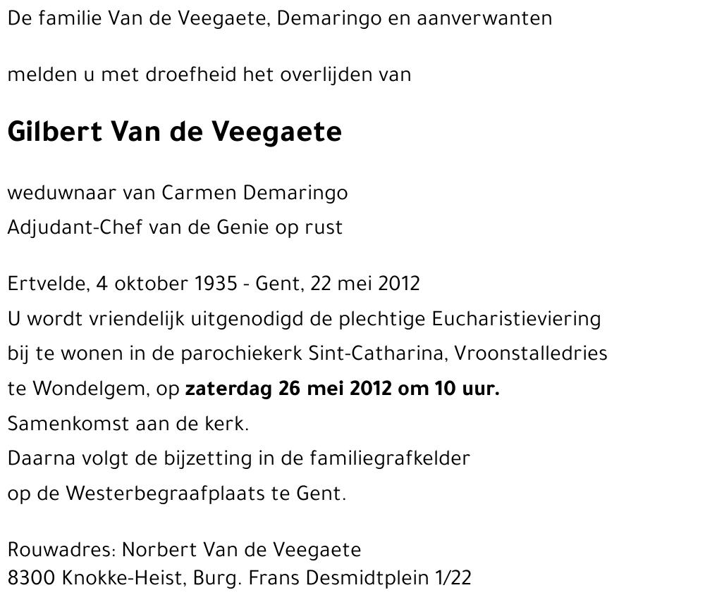 Gilbert Van de Veegaete