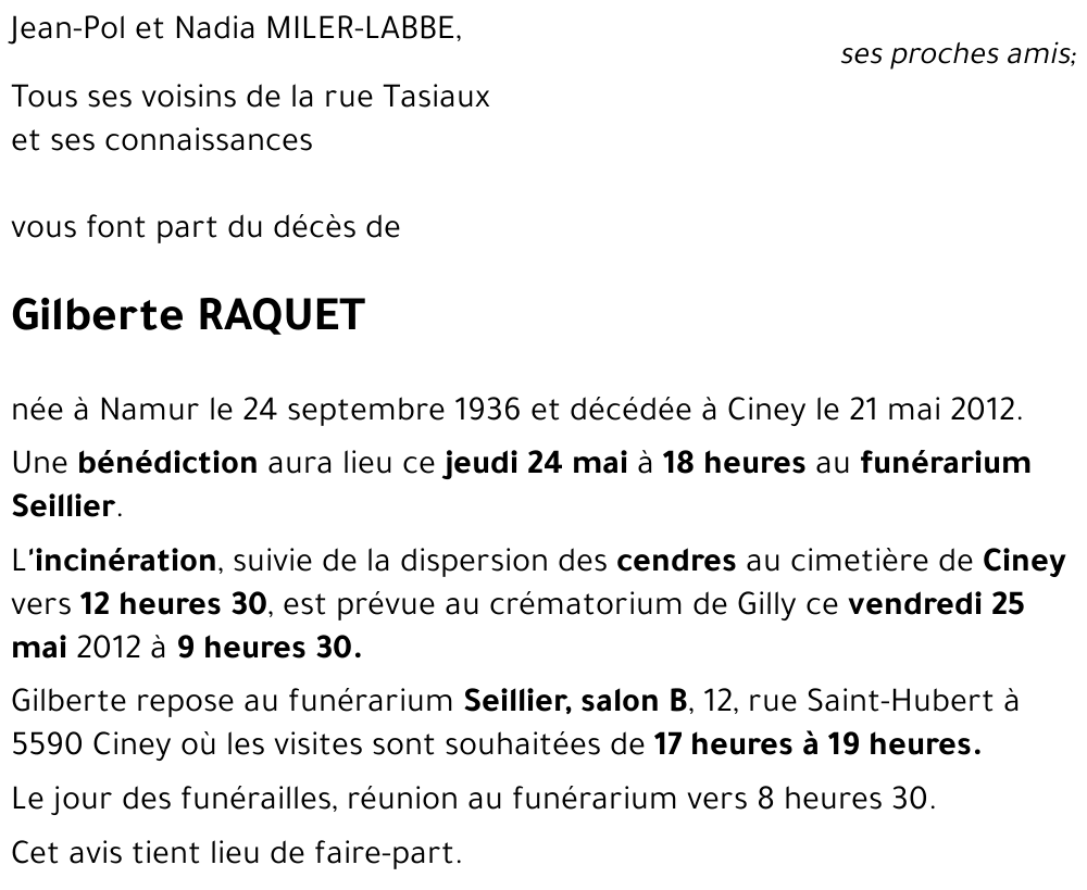 Gilberte RAQUET