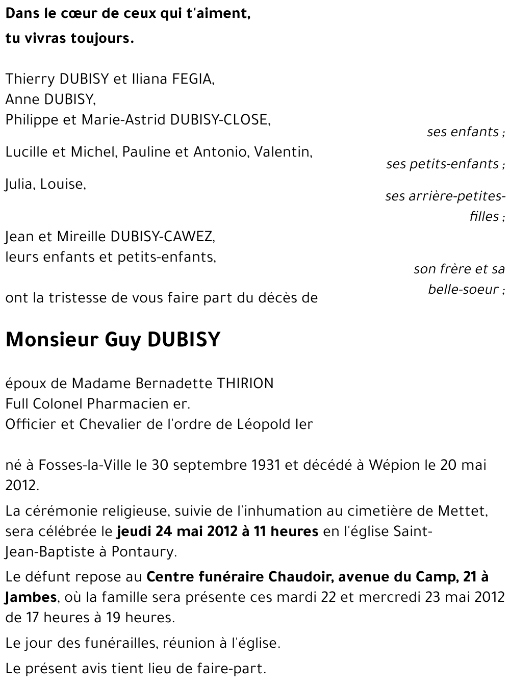Guy DUBISY