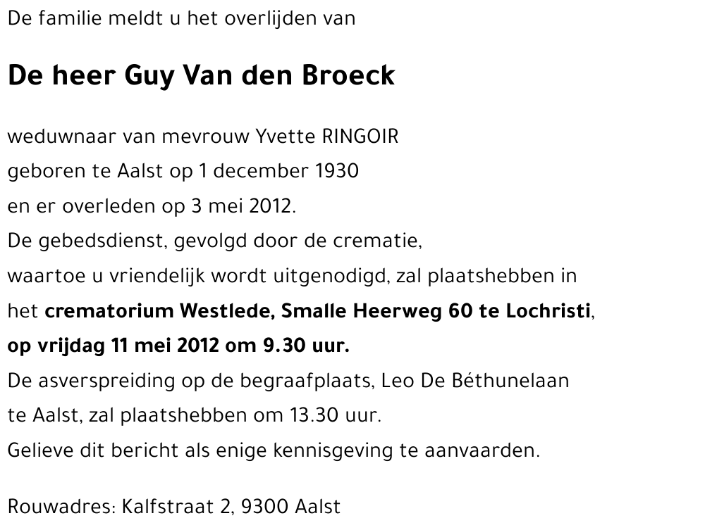 Guy VAN DEN BROECK