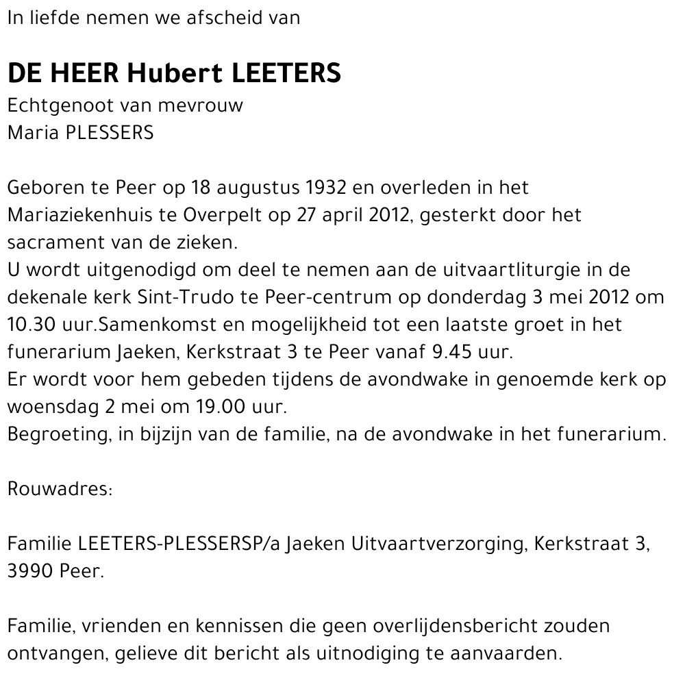 Hubert LEETERS