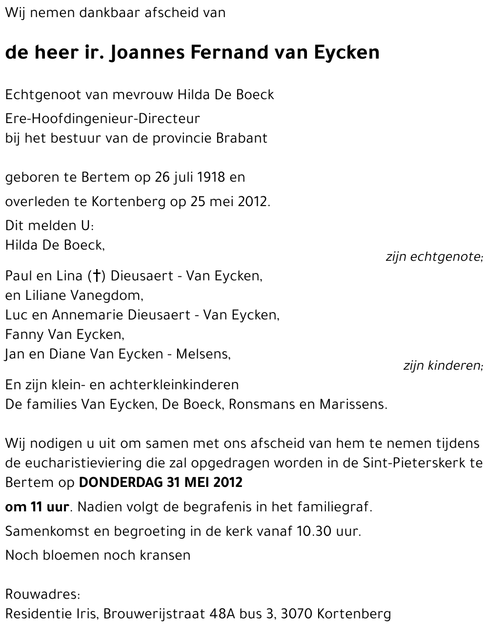 ir. Joannes Fernand van Eycken