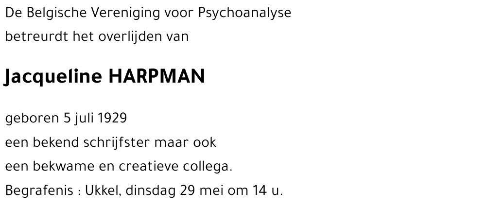 Jacqueline HARPMAN