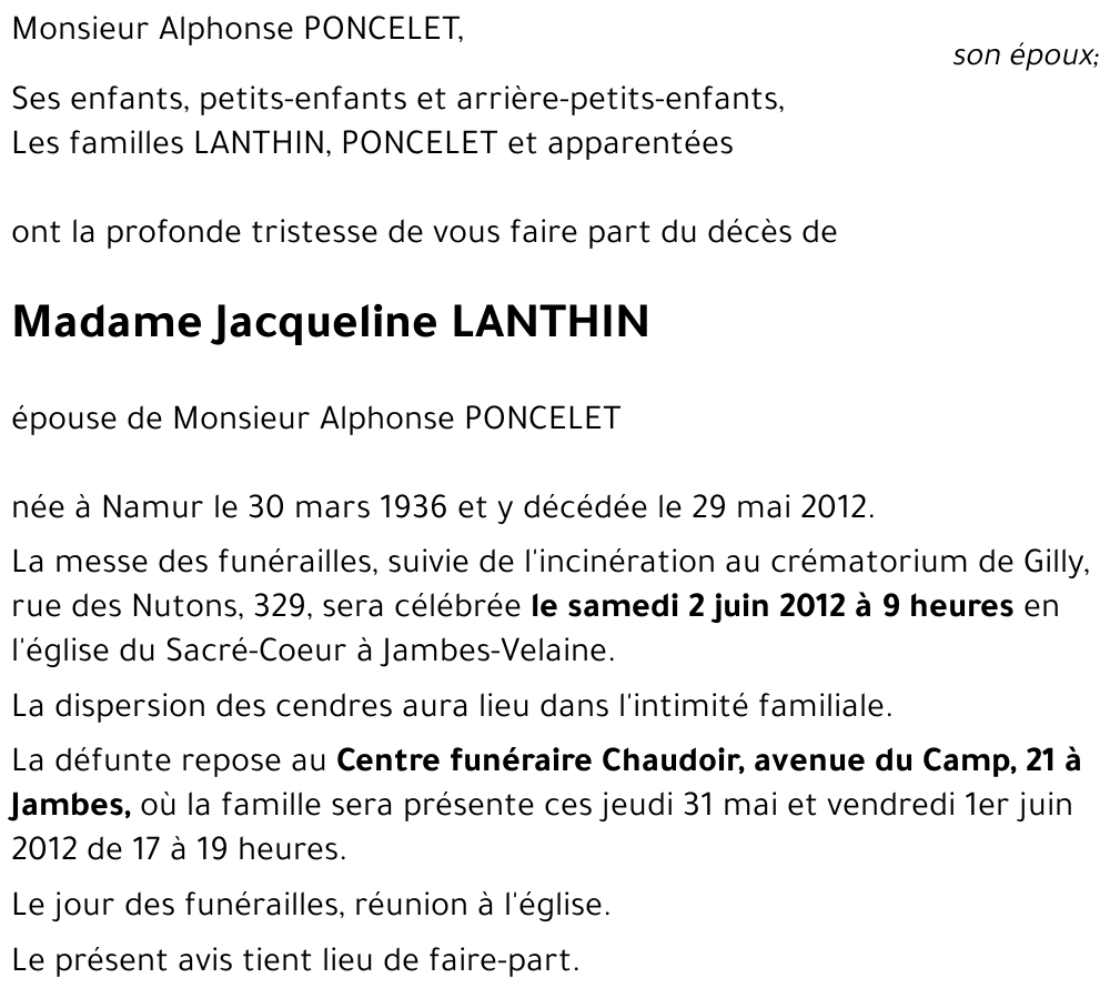 Jacqueline LANTHIN