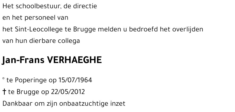 Jan-Frans VERHAEGHE