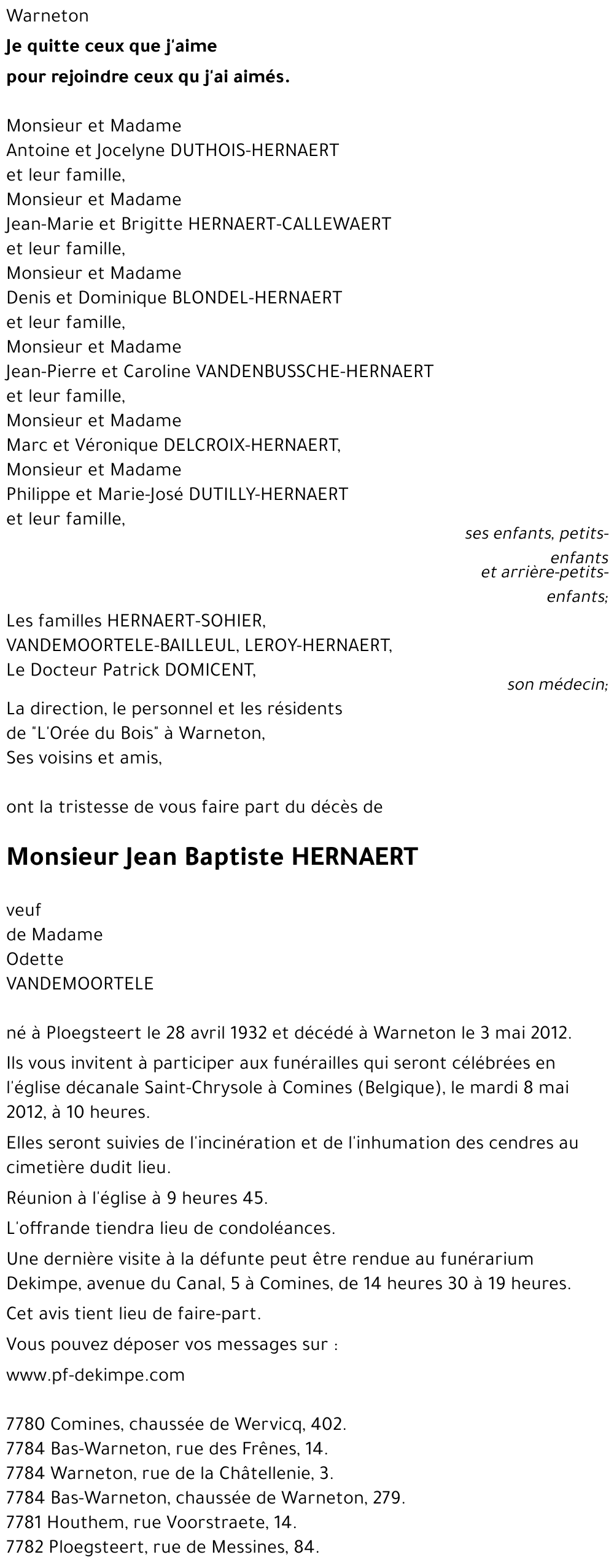 Jean Baptiste HERNAERT