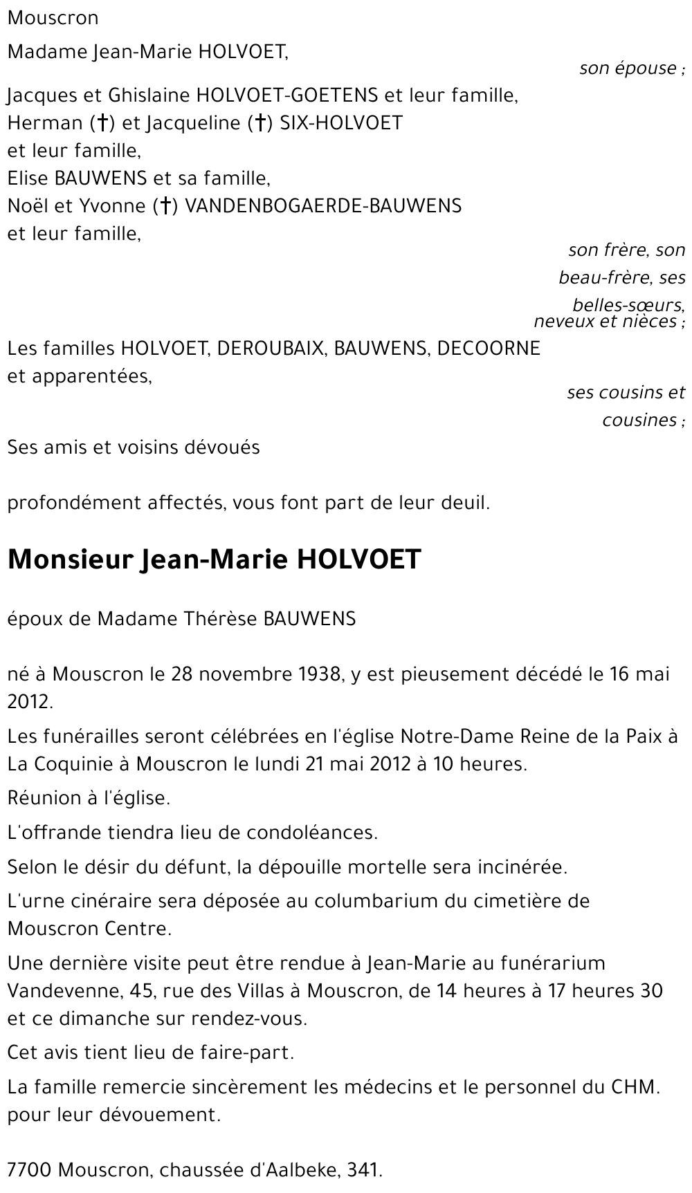 Jean-Marie HOLVOET