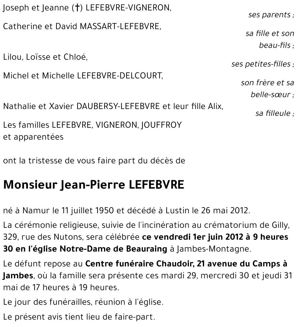 Jean-Pierre LEFEBVRE