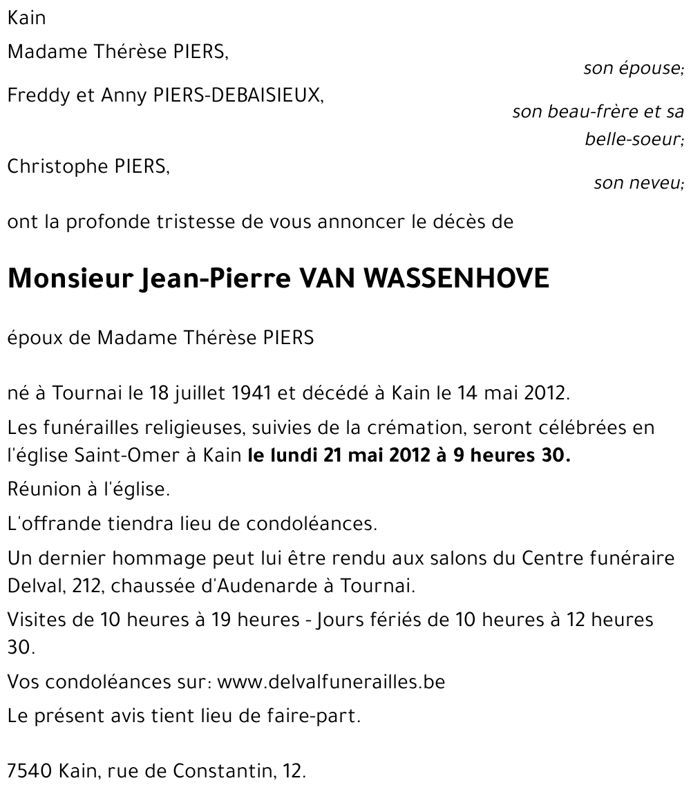 Jean-Pierre VAN WASSENHOVE