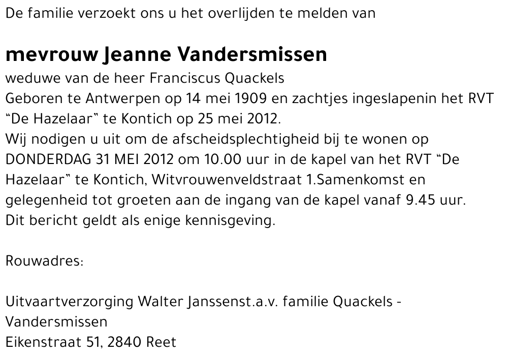 Jeanne Vandersmissen