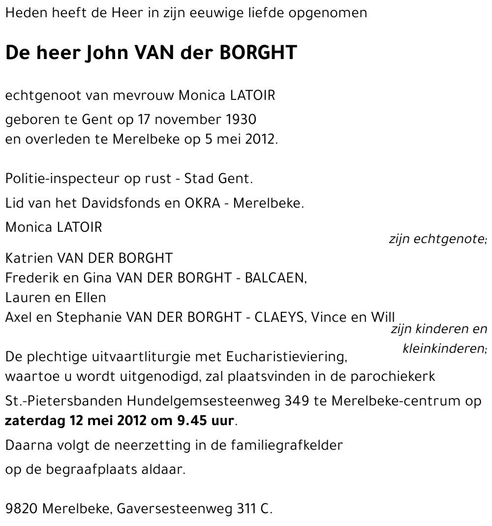 John VAN der BORGHT