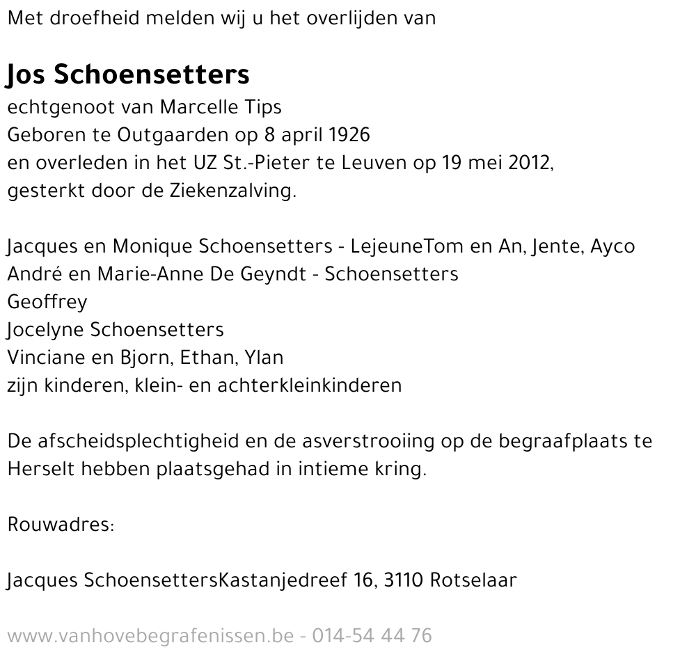 Jos Schoensetters