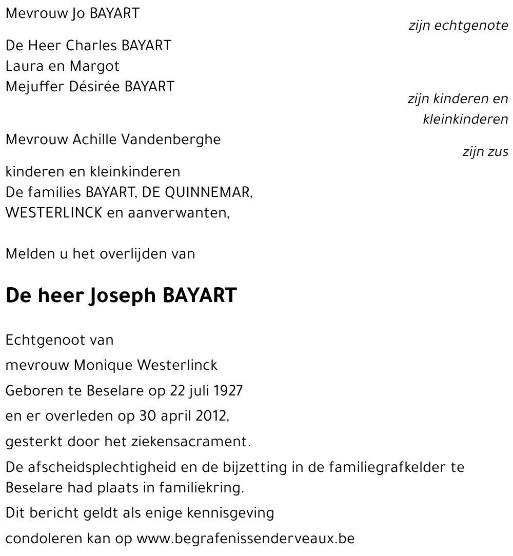 Joseph BAYART