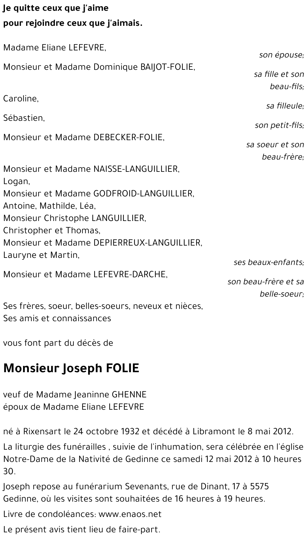 Joseph FOLIE