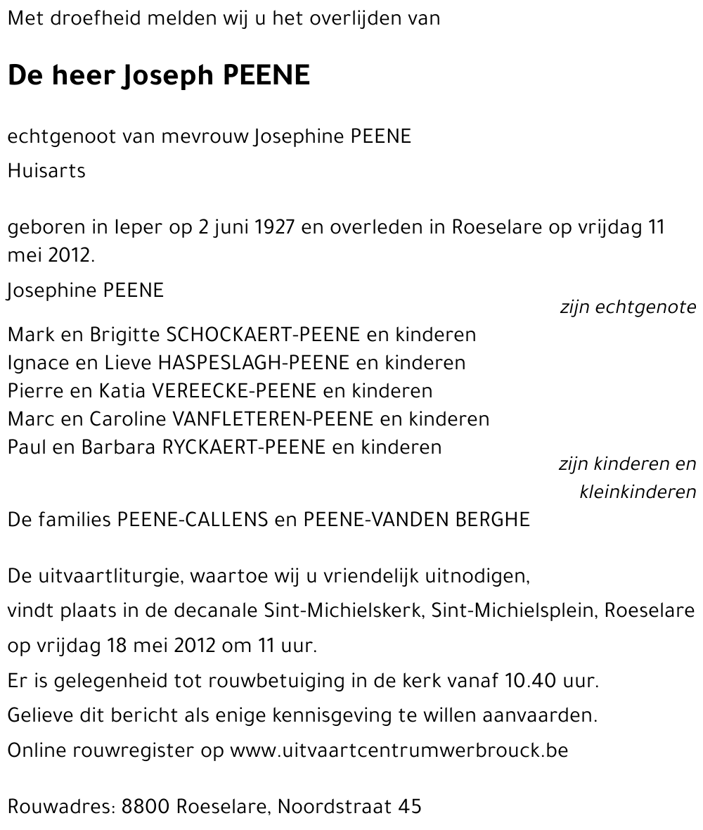 Joseph PEENE