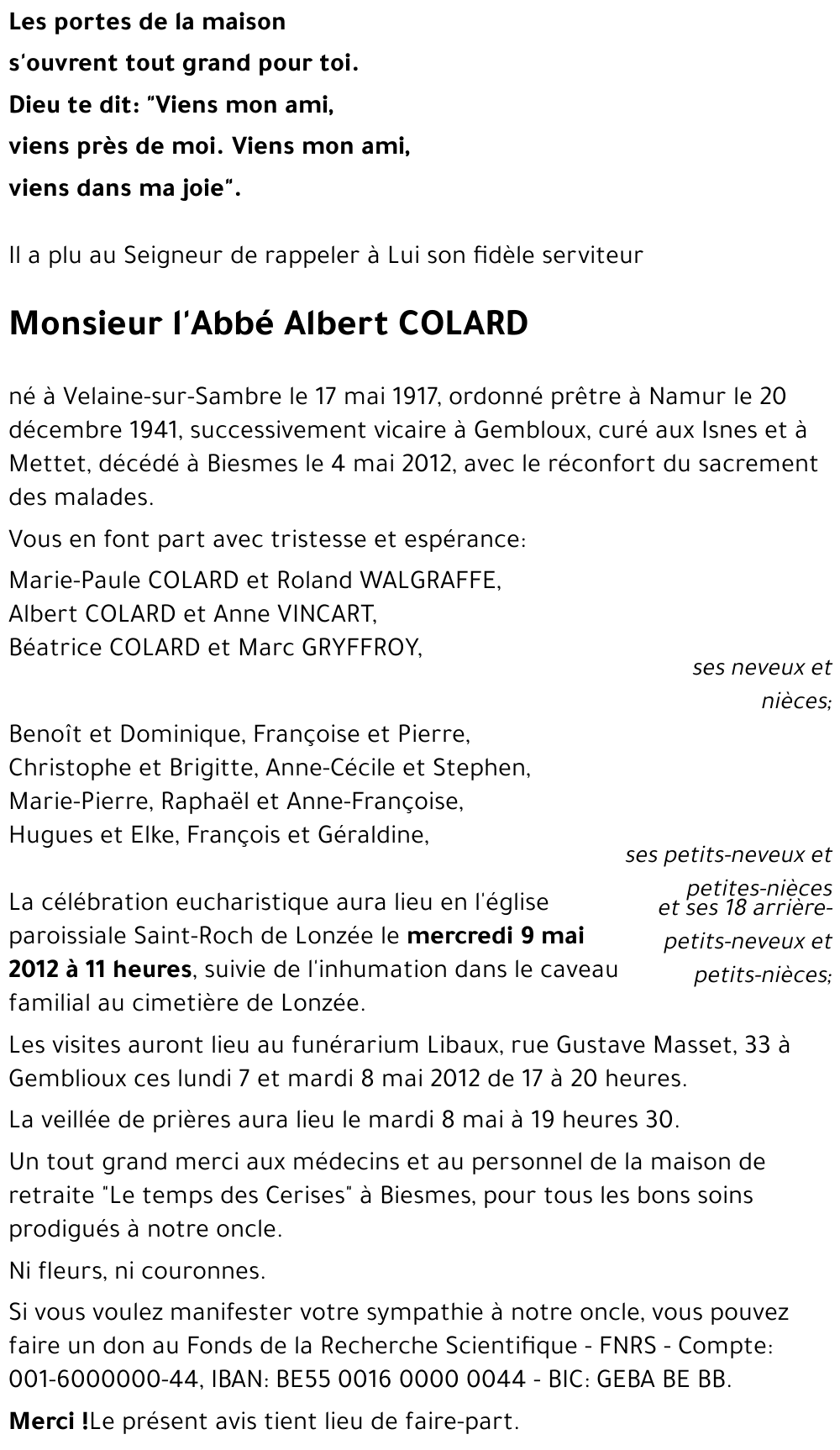 l'Abbé Albert COLARD