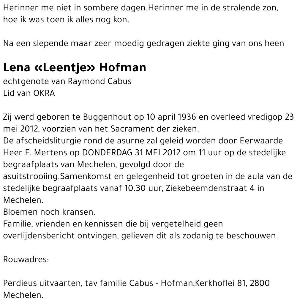 Lena «Leentje» HOFMAN