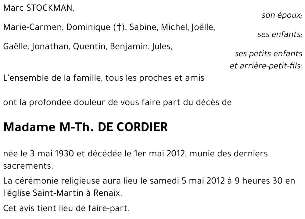 M.-Th. DE CORDIER