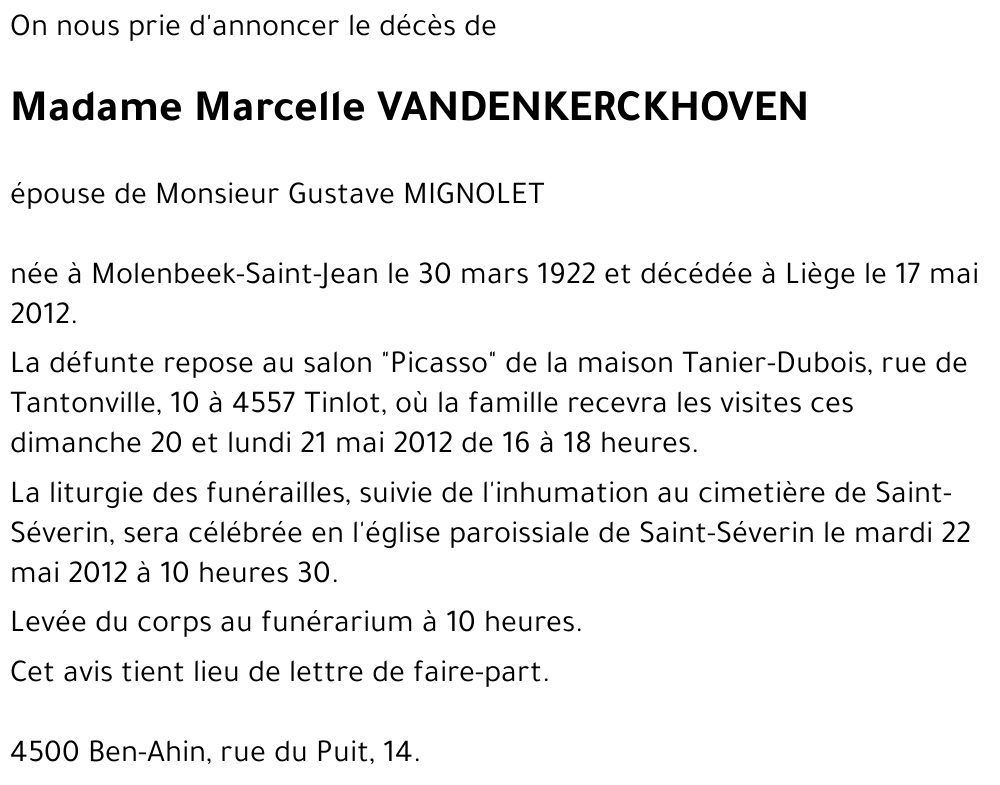 Marcelle VANDENKERCKHOVEN