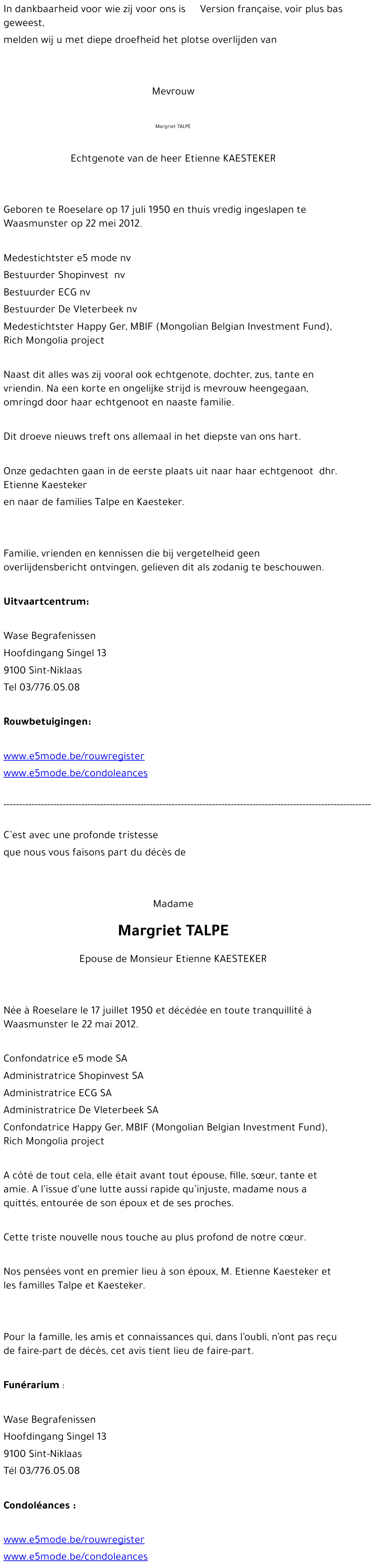 Margriet Kaesteker-Talpe