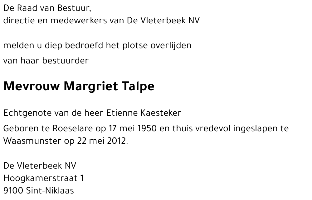 Margriet Talpe