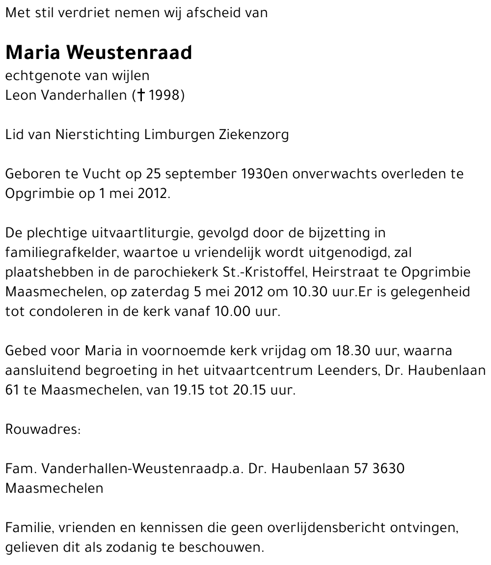 Maria Weustenraad